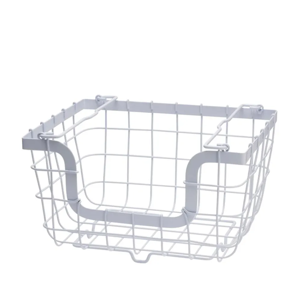 General Store White Stacking And Nesting Wire Organization Basket