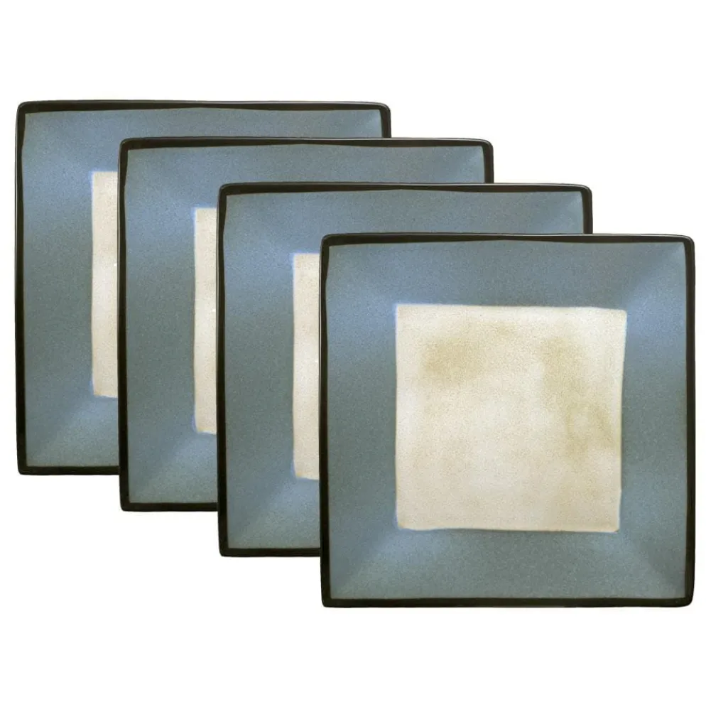 Gourmet Basics Belmont Set of 4 Blue Square Dinner Plates