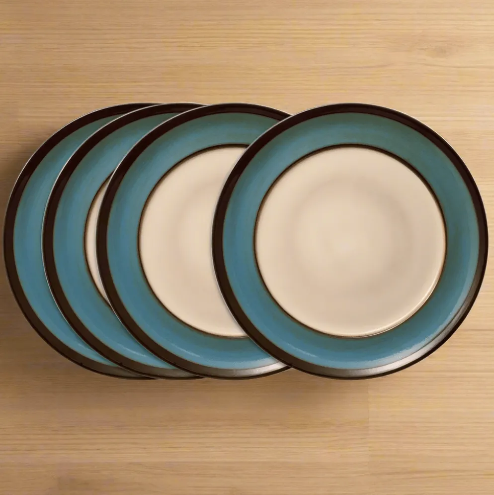 Gourmet Basics Belmont Set of 4 Blue Round Dinner Plates