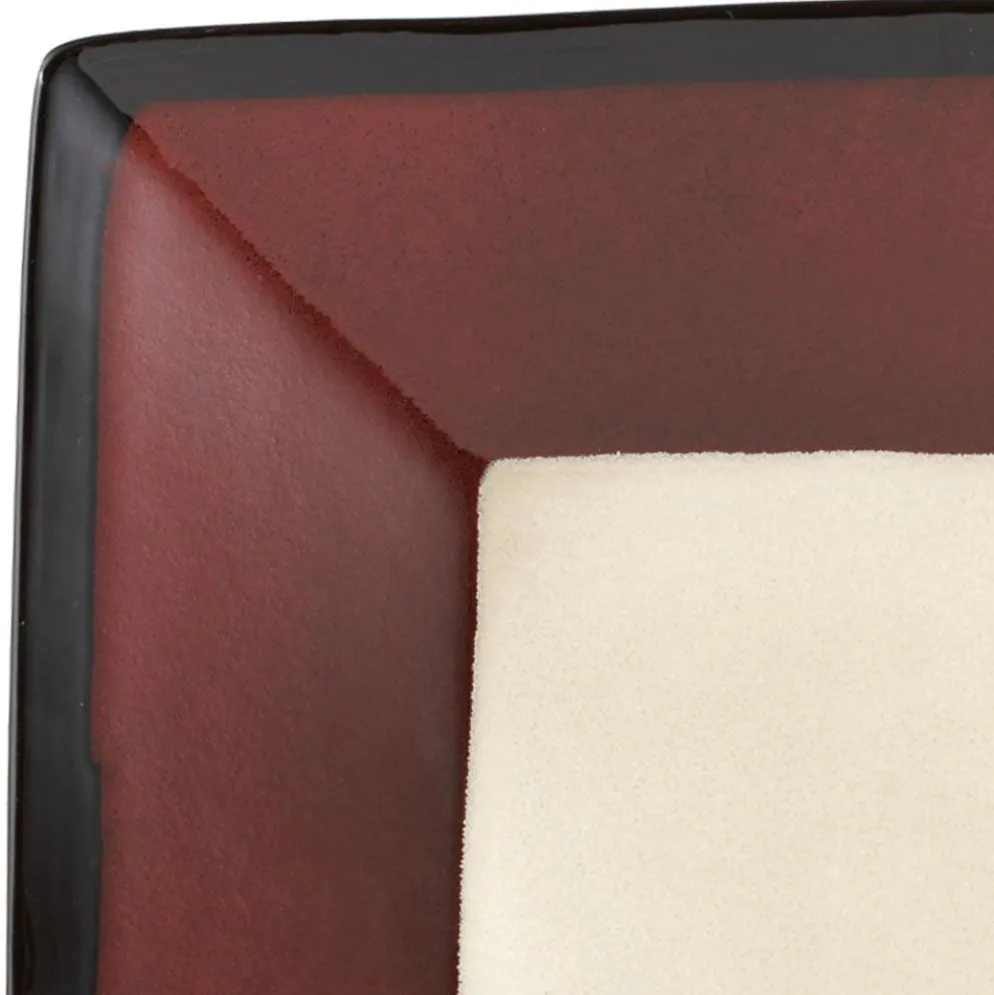 Gourmet Basics Belmont Set of 4 Red Square Dinner Plates