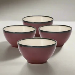 Gourmet Basics Belmont Set of 4 Red Soup Cereal Bowls