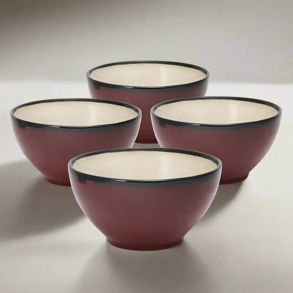 Gourmet Basics Belmont Set of 4 Red Soup Cereal Bowls