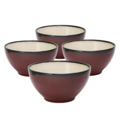Gourmet Basics Belmont Set of 4 Red Soup Cereal Bowls