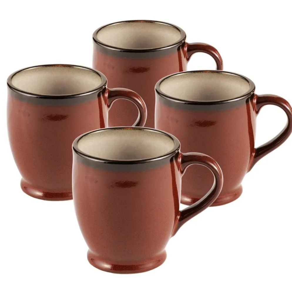 Gourmet Basics Belmont Set of 4 Red Mugs