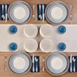Hensley Blue 12 Piece Dinnerware Set, Service for 4