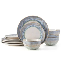 Hensley Blue 12 Piece Dinnerware Set, Service for 4