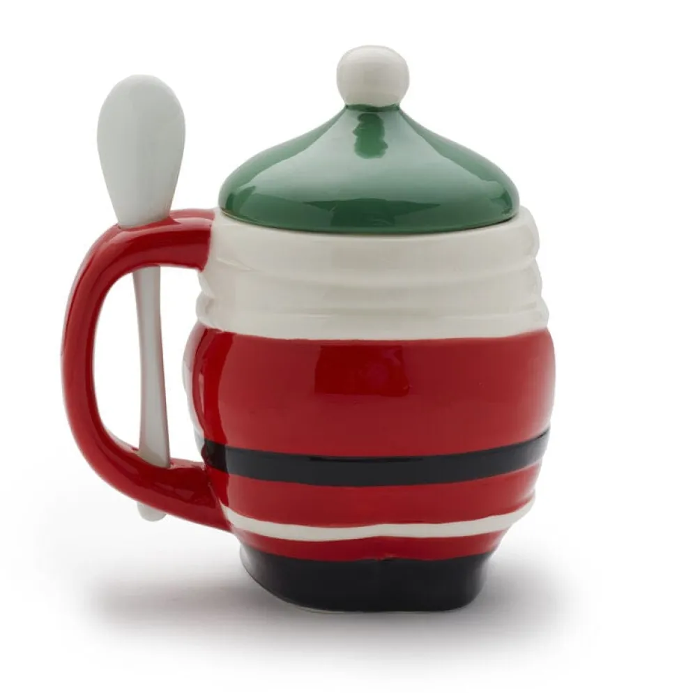 Holiday Covered Santa Mug with Spoon