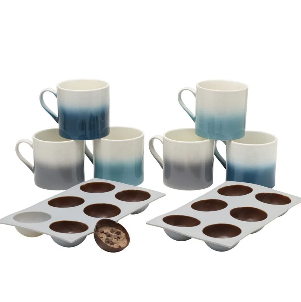 Hot Chocolate Bomb Set of 6 Mugs with Set of 2 Molds