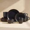 Hunter Black 16 Piece Dinnerware Set, Service for 4