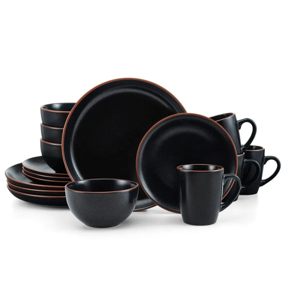 Hunter Black 16 Piece Dinnerware Set, Service for 4