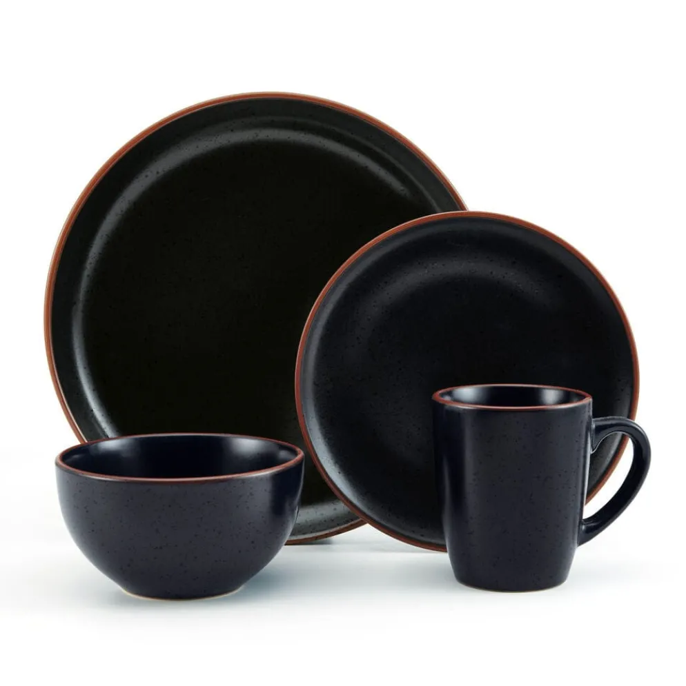 Hunter Black 16 Piece Dinnerware Set, Service for 4