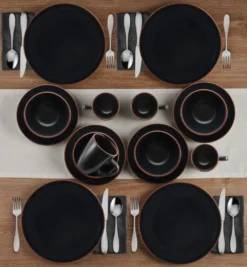 Hunter Black 16 Piece Dinnerware Set, Service for 4