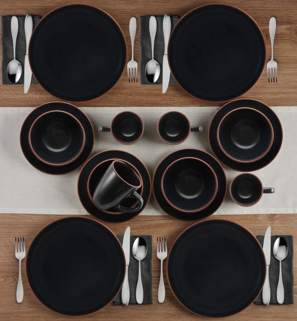 Hunter Black 16 Piece Dinnerware Set, Service for 4