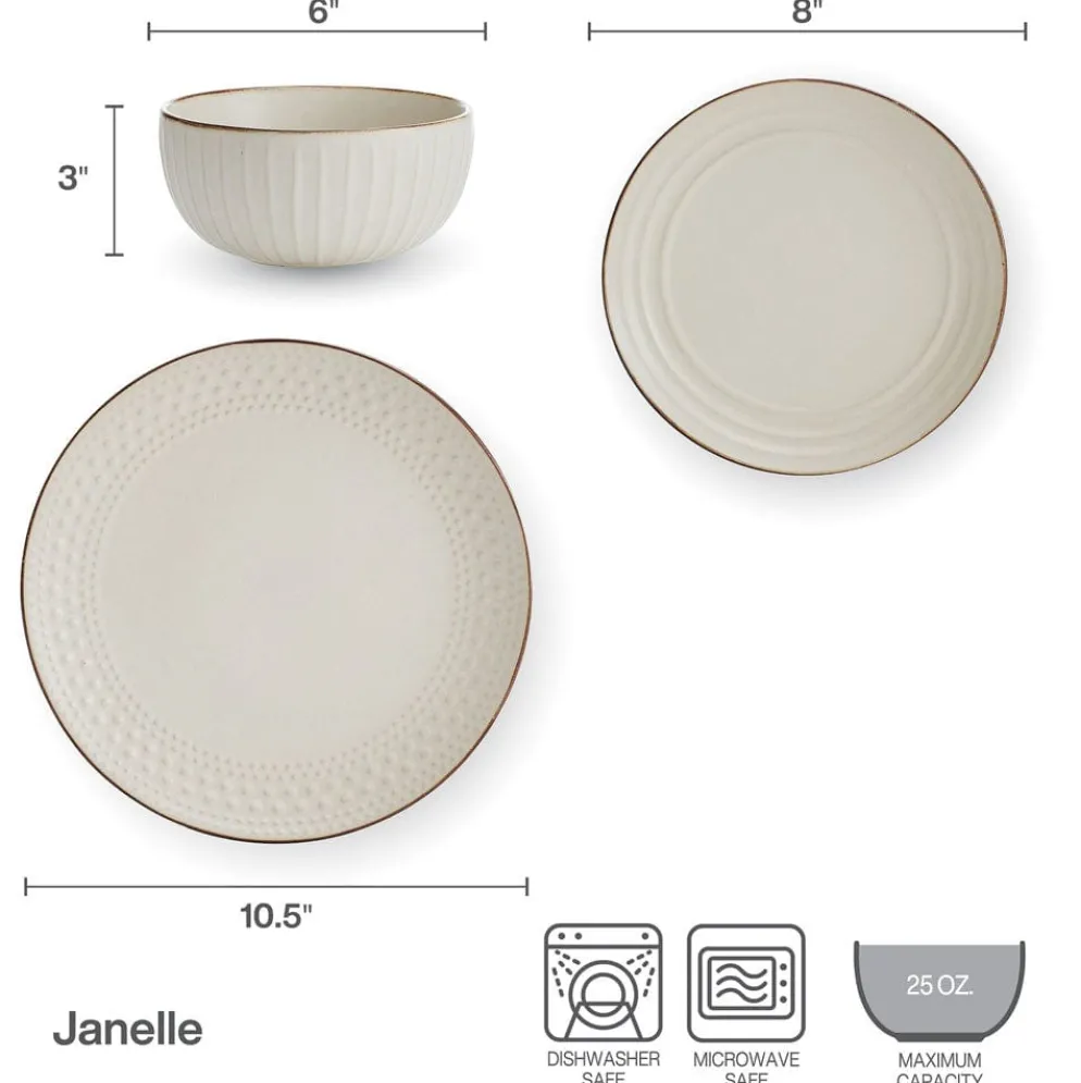Janelle 12 Piece Dinnerware Set, Service for 4