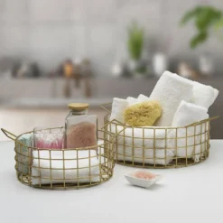 Kendall Set Of 2 Gold Centerpiece Baskets