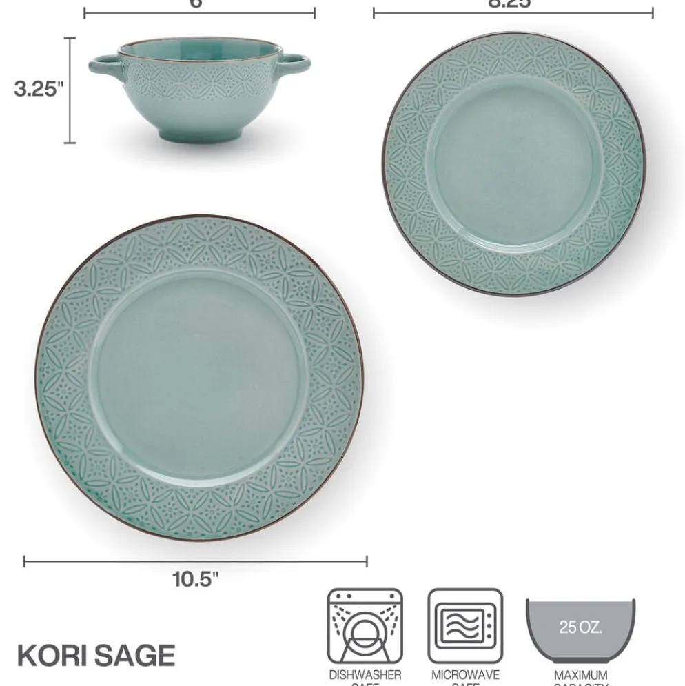 Kori Sage 12 Piece Dinnerware Set, Service for 4