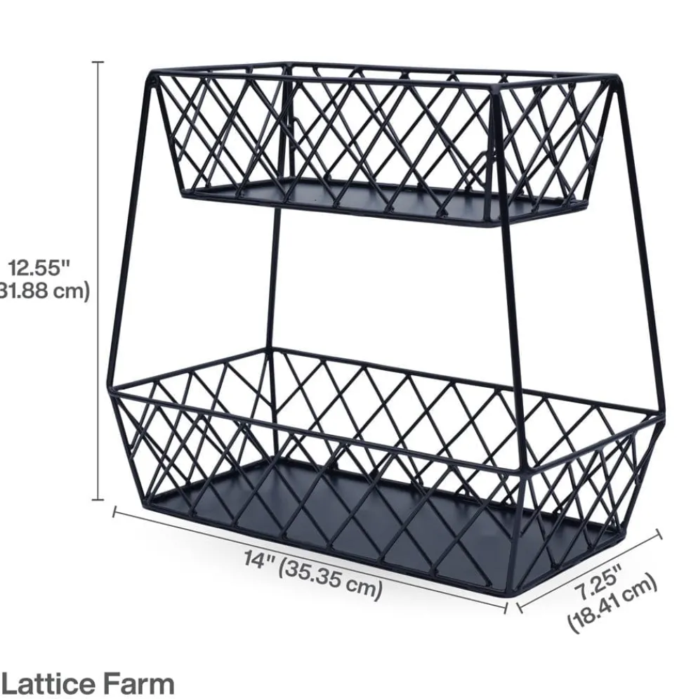 Lattice Farm Flat Back 2 Tier Storage Basket