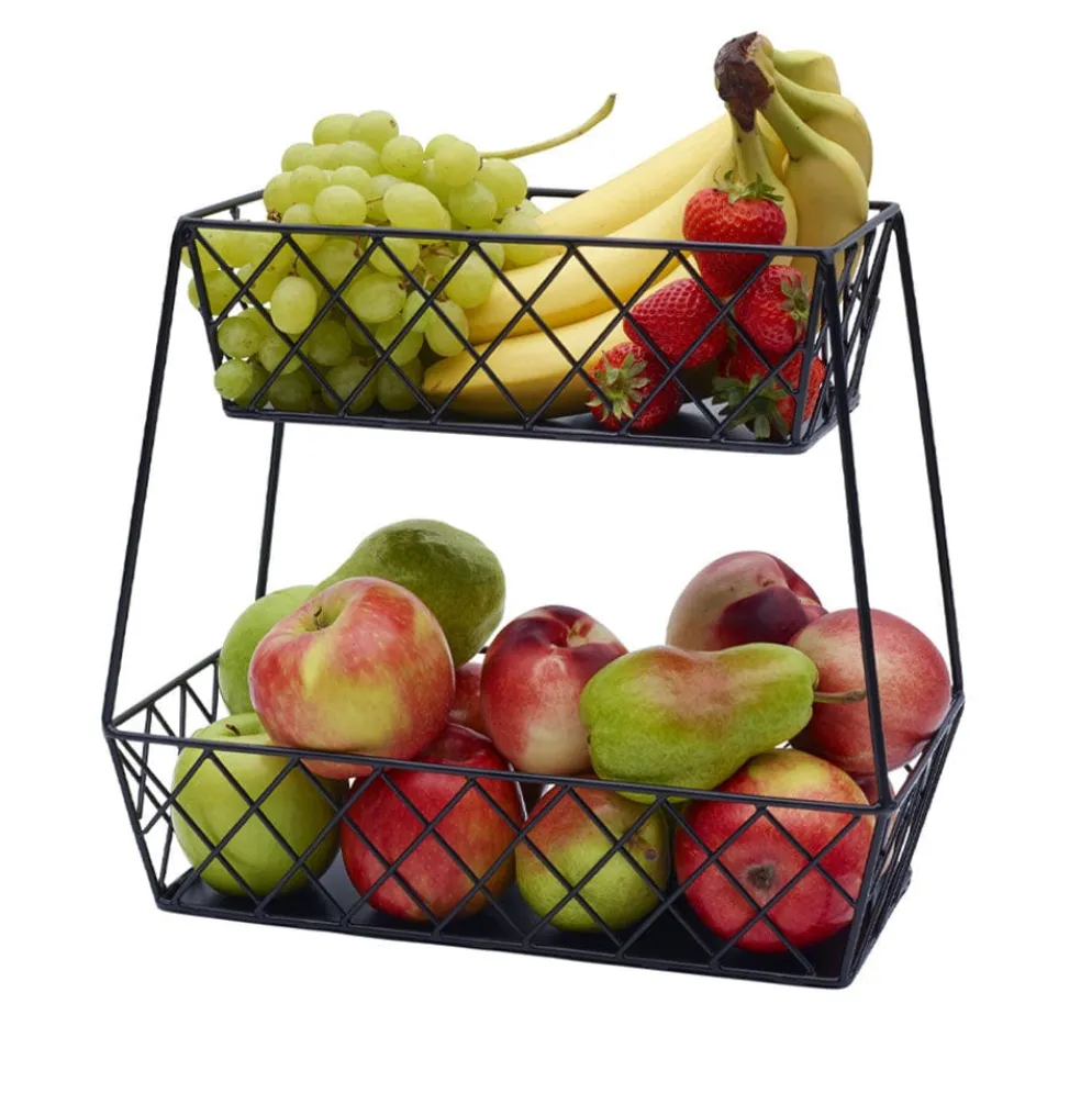 Lattice Farm Flat Back 2 Tier Storage Basket