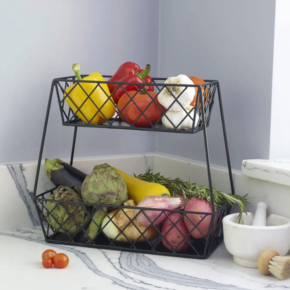 Lattice Farm Flat Back 2 Tier Storage Basket