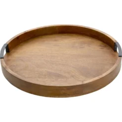 Lazy Susan Mango Wood Serve Tray, 18 Inch