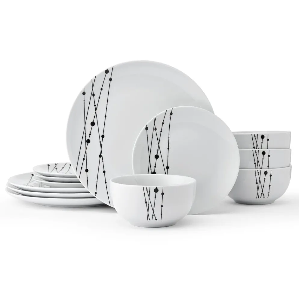 Linear Symphony 12 Piece Dinnerware Set, Service for 4