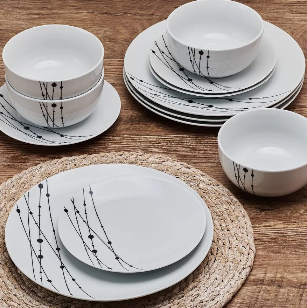 Linear Symphony 12 Piece Dinnerware Set, Service for 4