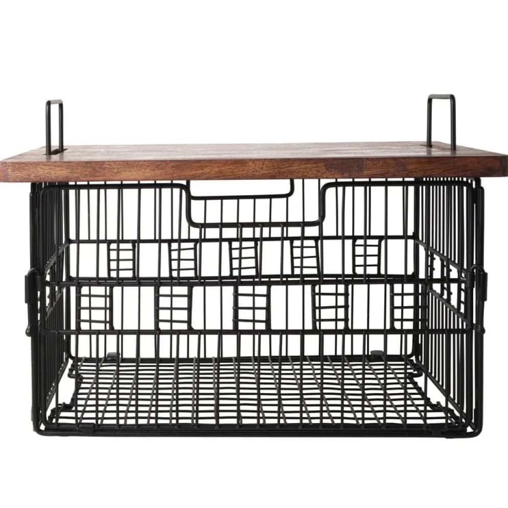 Madam Grid Stacking and Nesting Basket with Mango Wood Lid