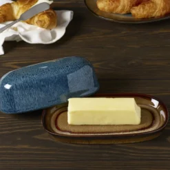 Monroe Blue Covered Butter Dish