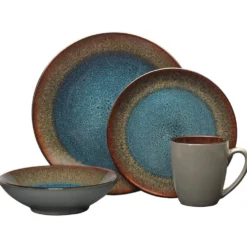 Monroe Blue 16 Piece Dinnerware Set, Service for 4