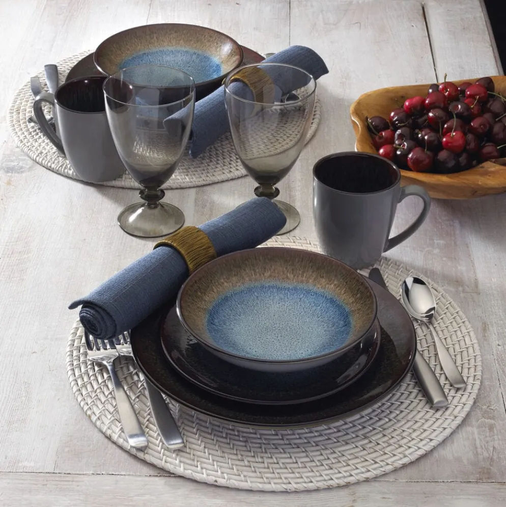 Monroe Blue 16 Piece Dinnerware Set, Service for 4