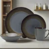 Monroe Gray 16 Piece Dinnerware Set, Service for 4