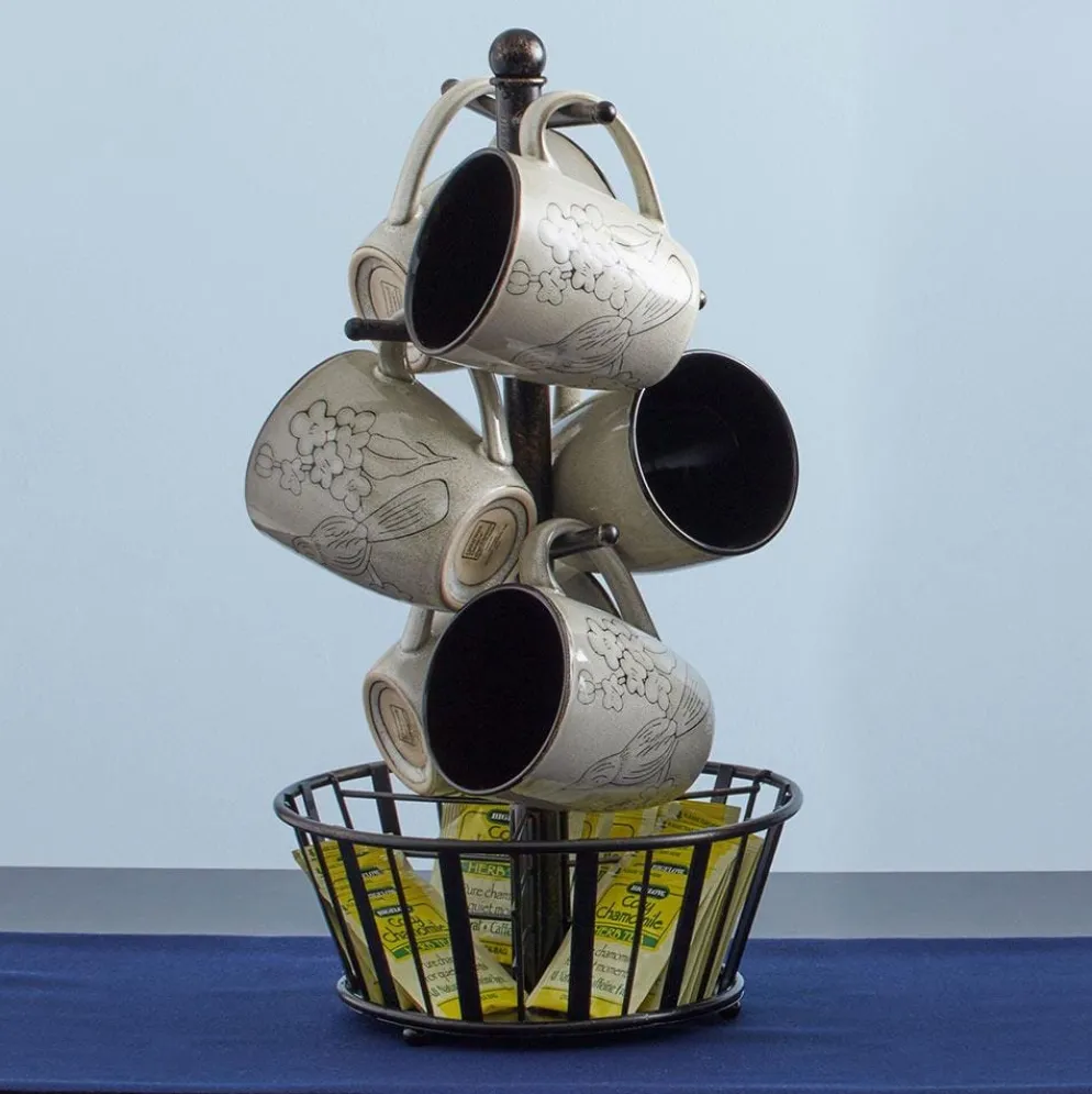 Mug Tree Stand with Basket