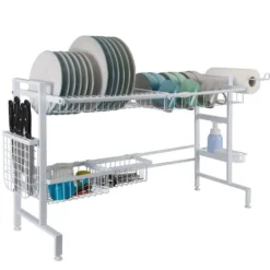 Over the Sink 2 Tier Expandable Organizer Dish Drying Rack