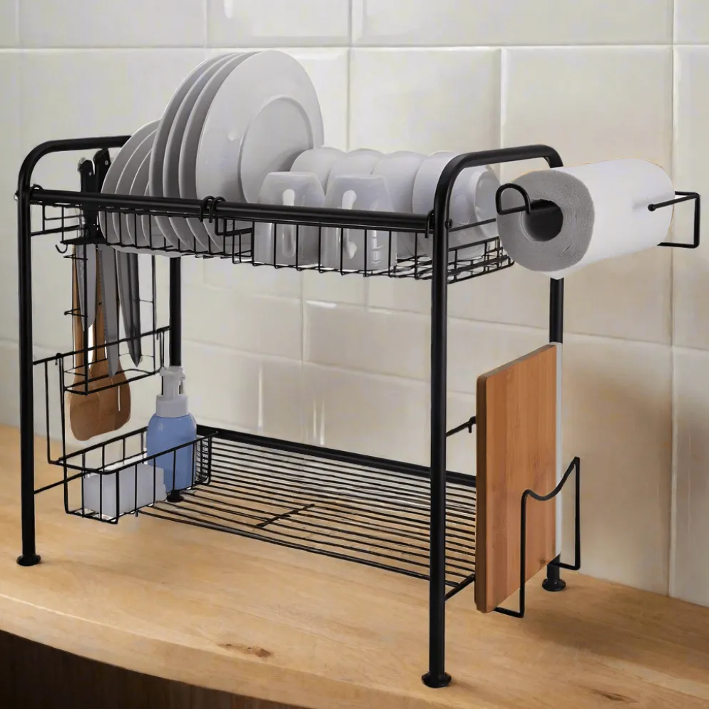 Over the Sink 2 Tier Organizer Dish Drying Rack, 31 Inch