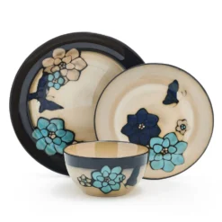 Painted Butterfly Blue 12 Piece Dinnerware Set, Service for 4