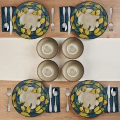 Painted Lemons 12 Piece Dinnerware Set, Service for 4
