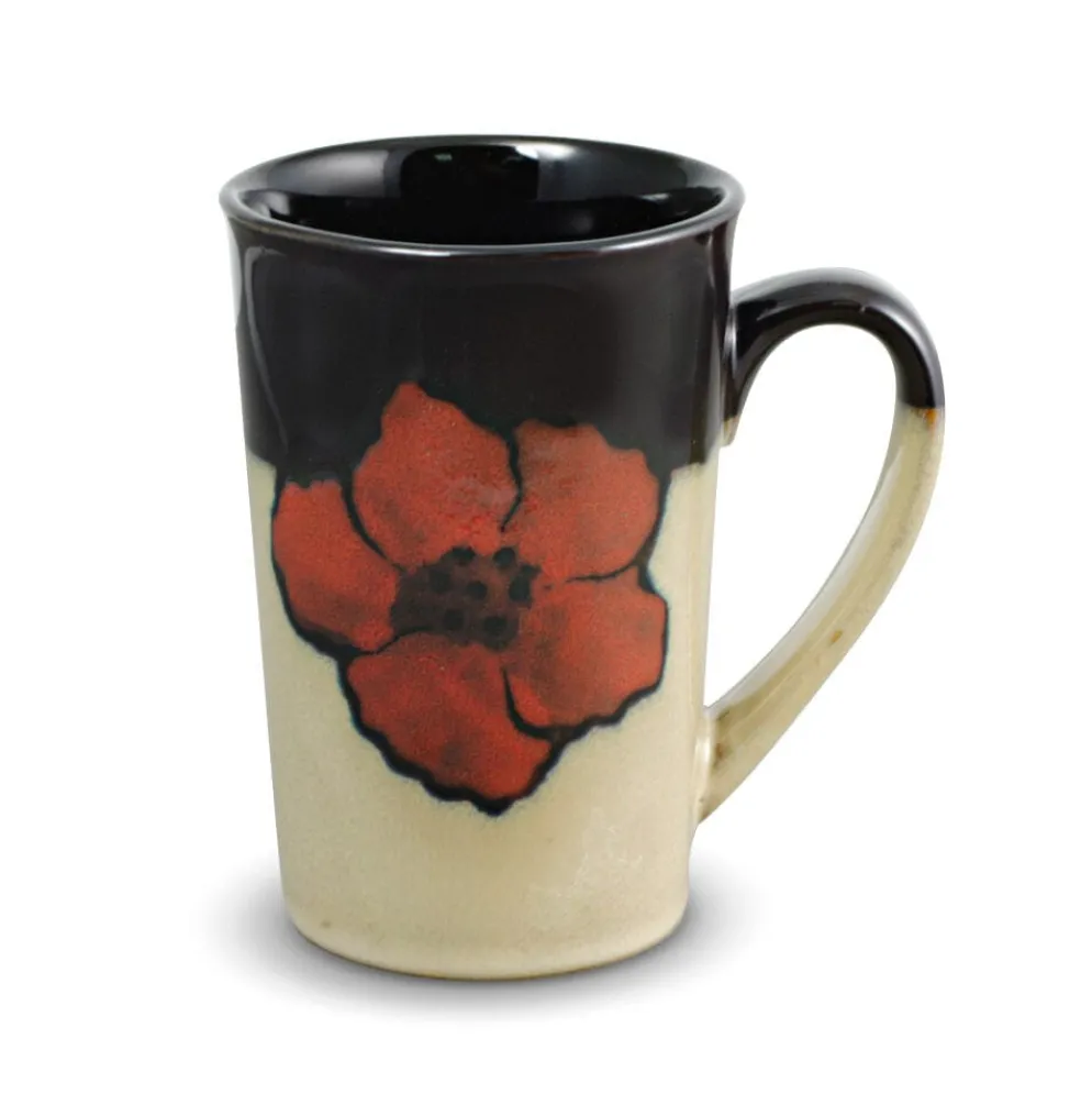 Painted Poppies Set of 4 Latte Mugs