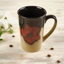 Painted Poppies Set of 4 Latte Mugs