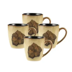 Painted Poppies Set of 4 Mugs
