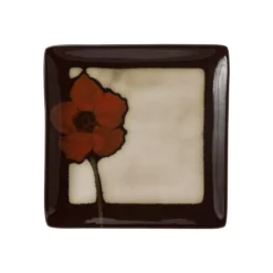 Painted Poppies Square Accent Plate