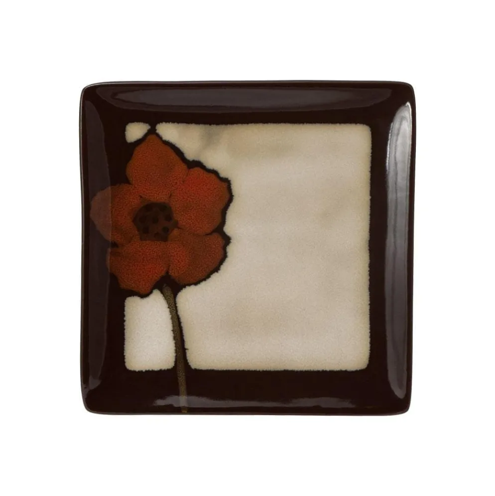 Painted Poppies Square Accent Plate