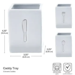 3 Piece Flatware Caddy with Wood Tray