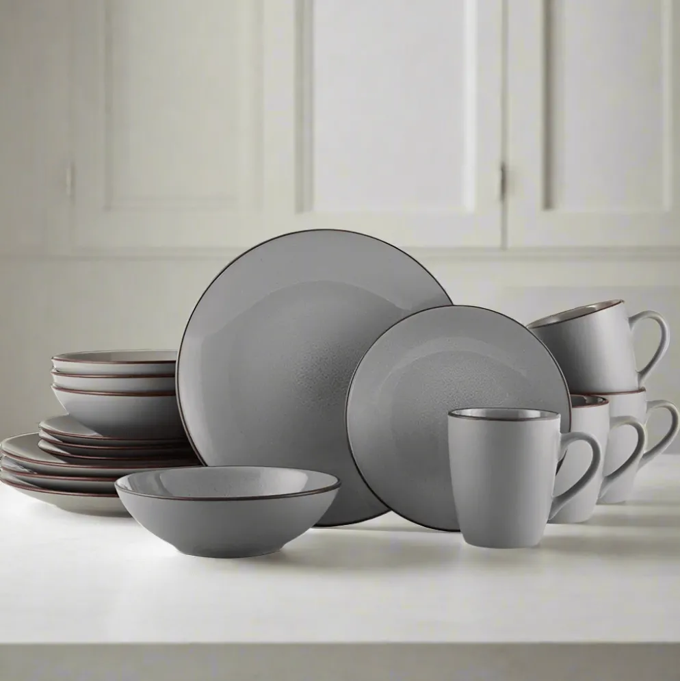 Pierce Gray 16 Piece Dinnerware Set, Service for 4