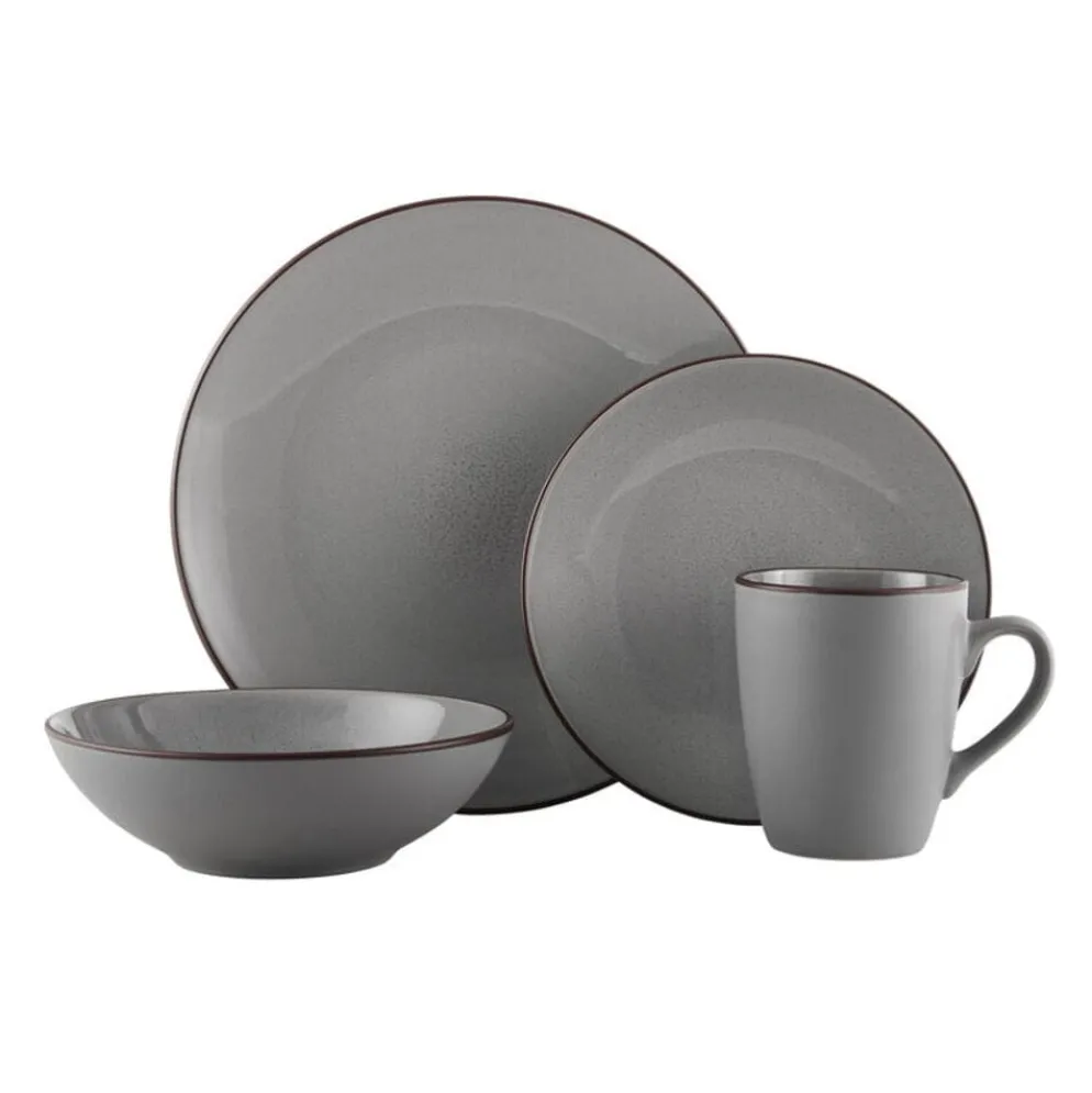Pierce Gray 16 Piece Dinnerware Set, Service for 4