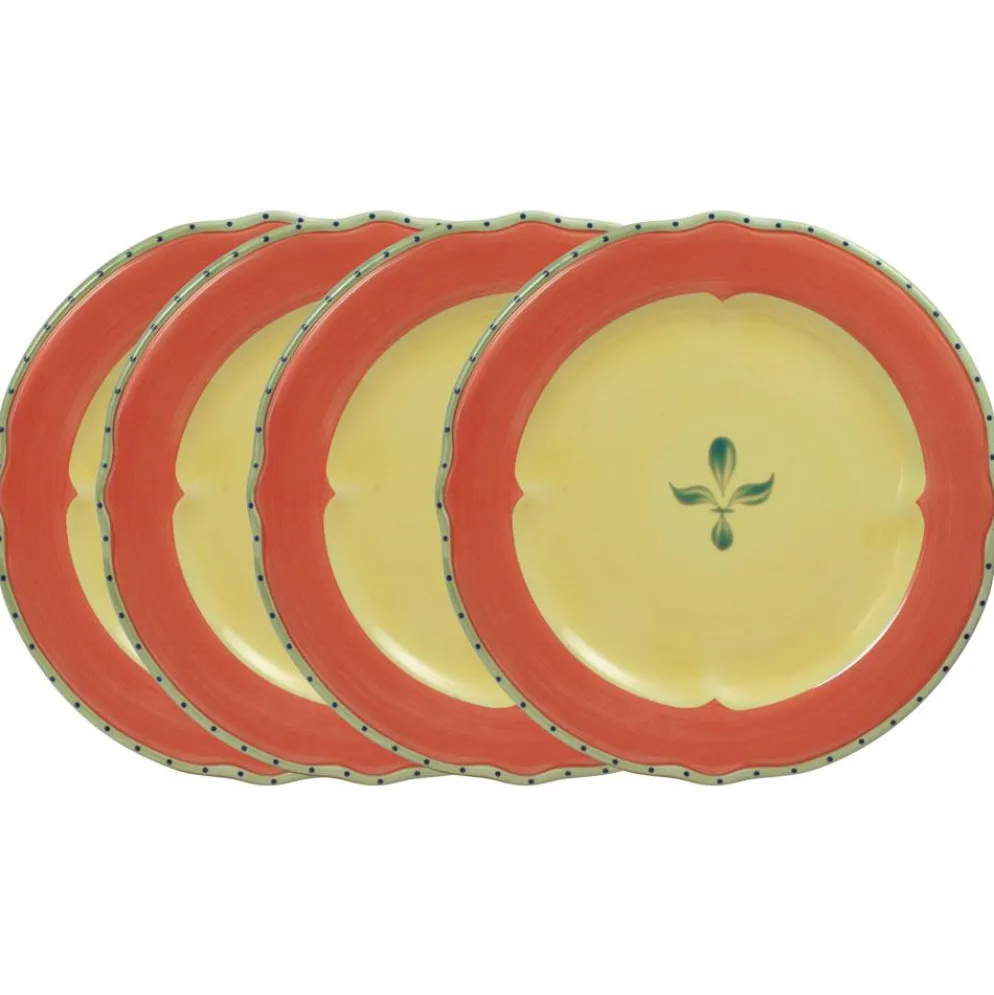 Pistoulet® Set of 4 Dinner Plates with Red Band
