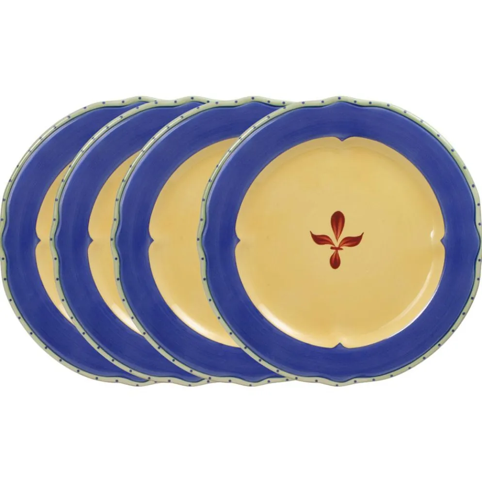 Pistoulet® Set of 4 Dinner Plates with Blue Band