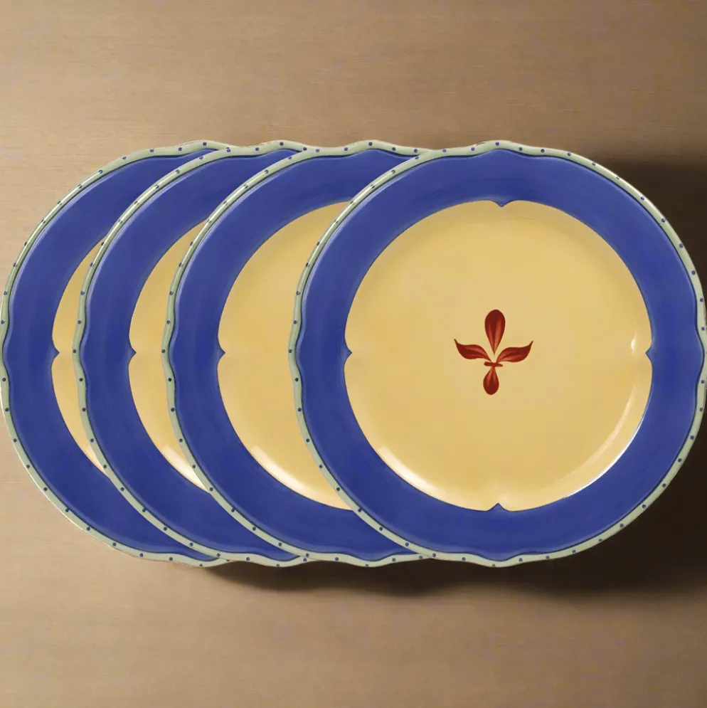 Pistoulet® Set of 4 Dinner Plates with Blue Band