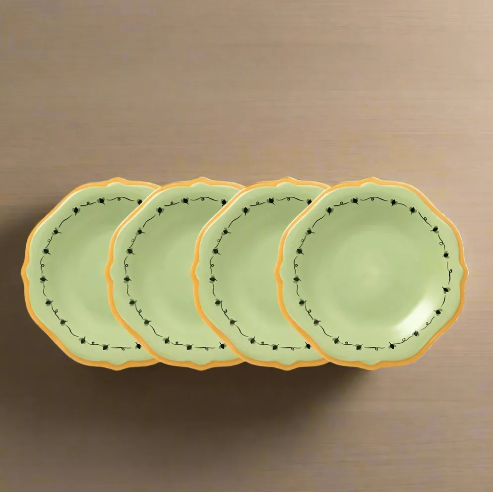 Pistoulet® Set of 4 Salad Plates with Yellow Band