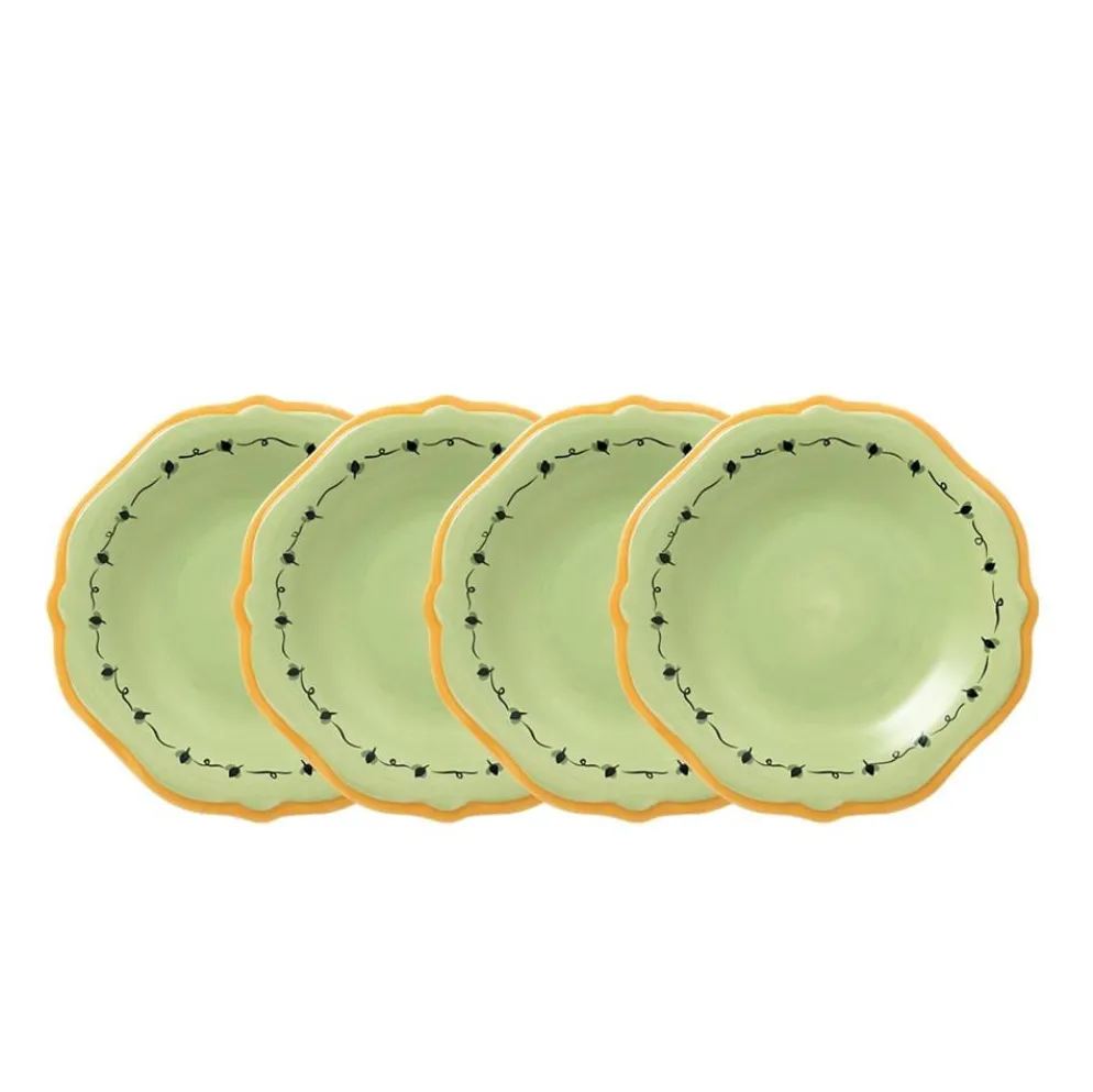 Pistoulet® Set of 4 Salad Plates with Yellow Band