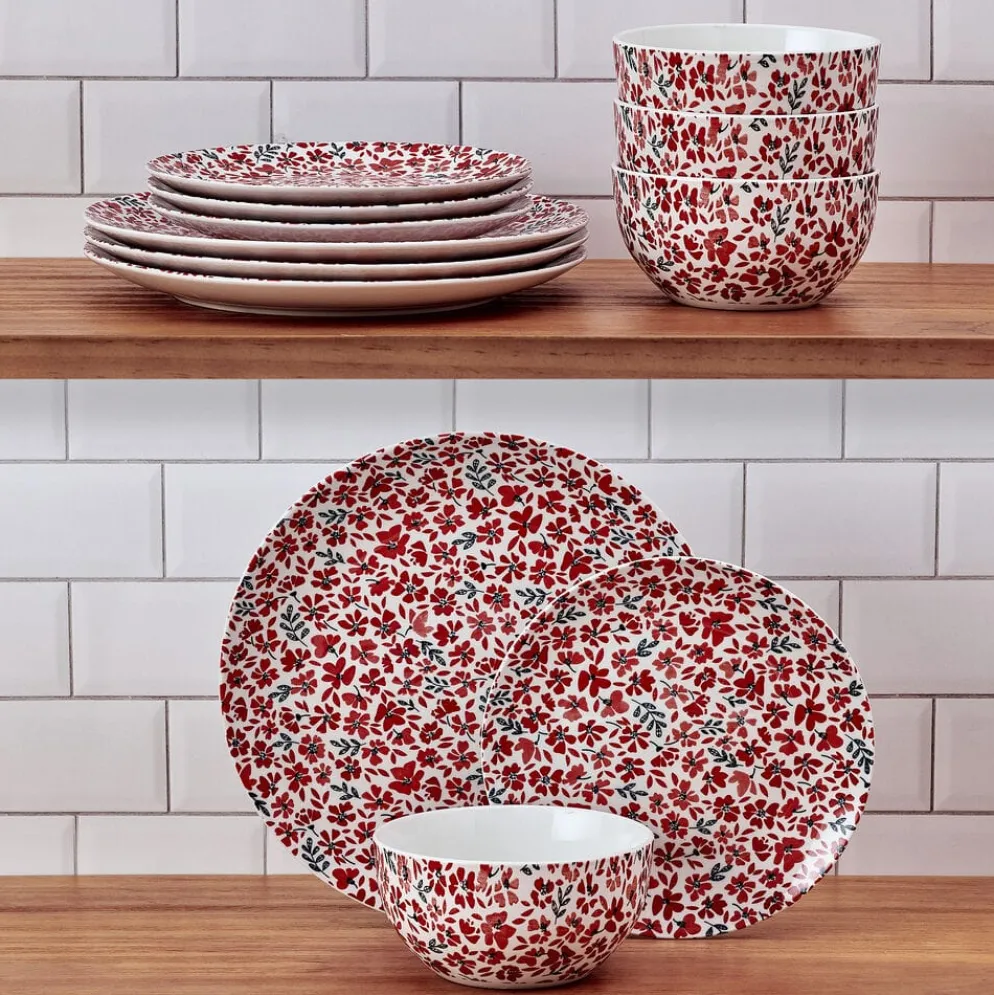 Radiant Blossom 12 Piece Dinnerware Set, Service for 4